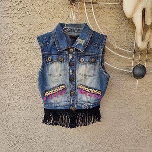 Crop denim vest with Custom Embellishments.